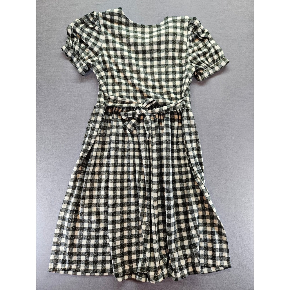 Bonnie Jean Girls Black White Gingham Metallic Lace Dress Sz 16 X4-11981-DS - Picture 3 of 3
